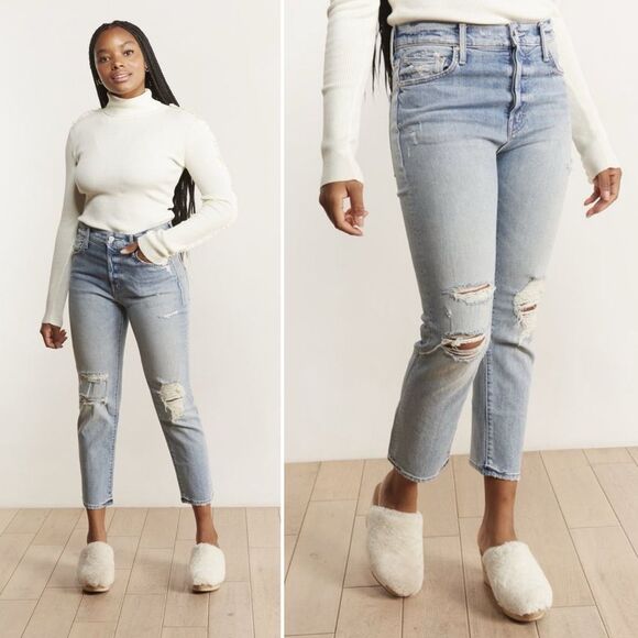 Mother Denim Scrapper Ankle Straight Leg Jeans in Wicked Wild Calling 26 - Picture 11 of 11